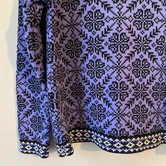 L.L. Bean Cotton Purple Fair Aisle Front Button Sweater Cardigan - Picture 2 of 12